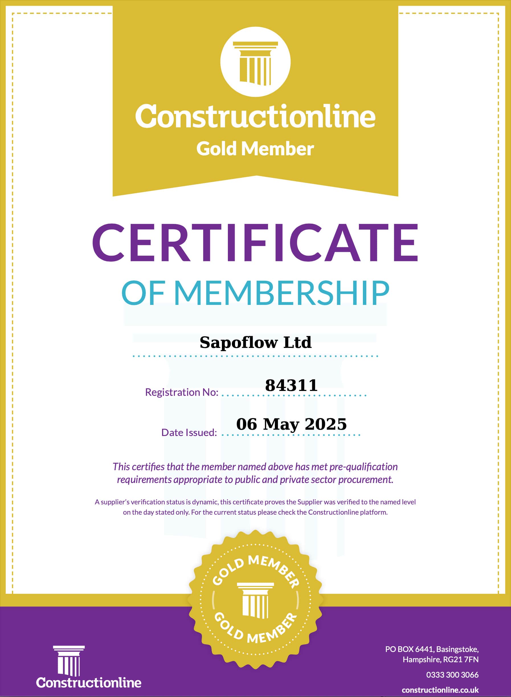 Constructionline Certificate